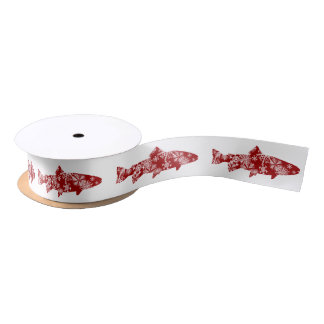 Festive Red and White Snow Trout Satin Ribbon