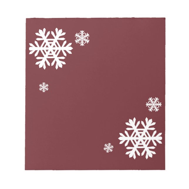 Festive Red and White Snowflake  Notepad (Front)