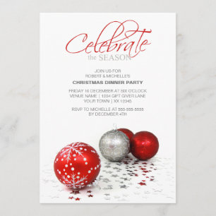 Festive Red Baubles Celebrate the Season Invitation