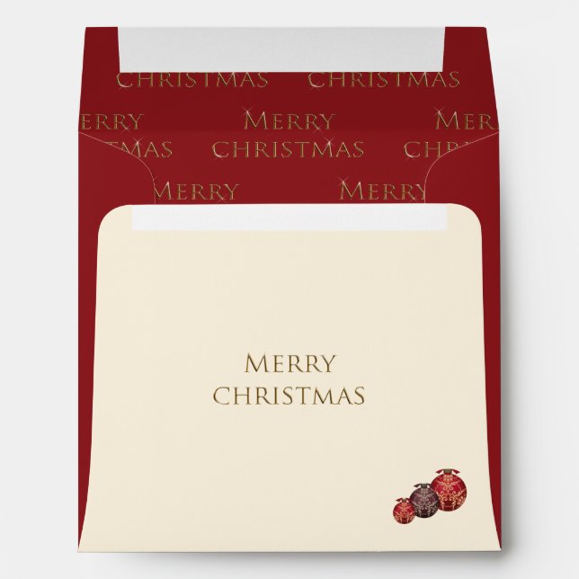 Festive Red Baubles Merry Christmas Envelope (Back (Bottom))