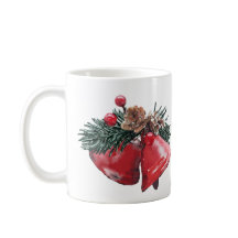 Festive Red Bells & Pinecone Christmas Classic Mug