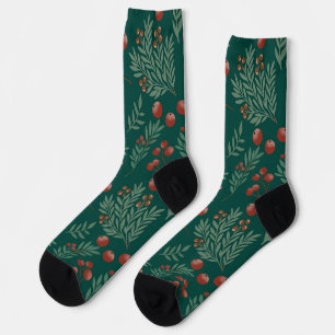 Festive Red Berry Christmas Socks