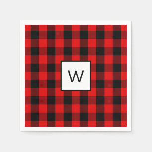 Festive Red Black Buffalo Check Napkin
