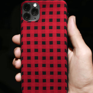 festive red & black buffalo plaid chequerboard iPhone 11 case