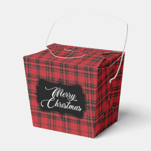Festive Red & Black Plaid Christmas Favour Box