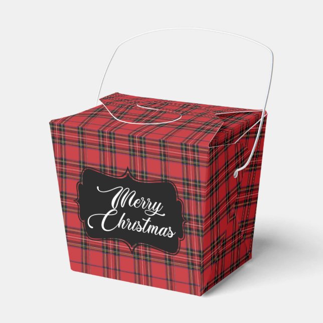 Festive Red & Black Plaid Christmas Favour Box (Front Side)