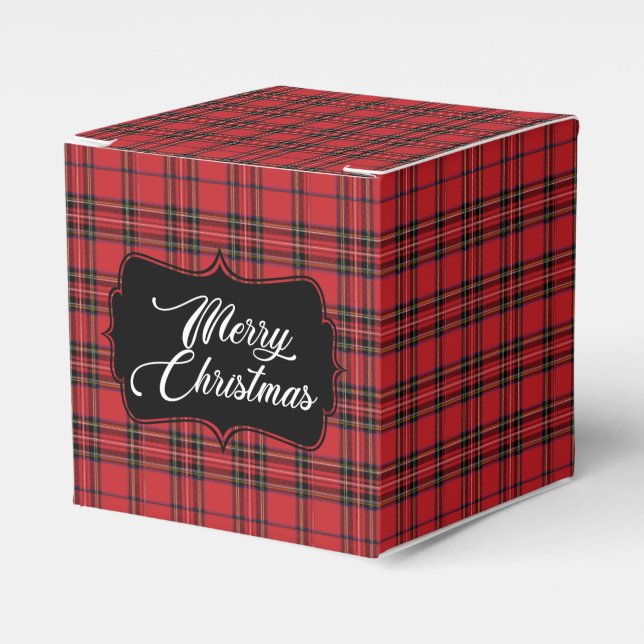 Festive Red & Black Plaid Christmas Favour Box (Front Side)