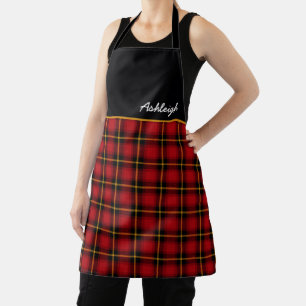 Festive Red Black Tartan Plaid Apron