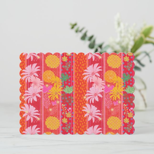 Festive red blank back invitation cards (Standing Front)