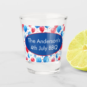 Festive Red Blue Balloons 4th July Shot Glass