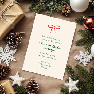 Festive Red Bow Christmas Holiday Party Invitation
