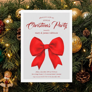 Festive Red Bow Christmas Holiday Party  Invitation