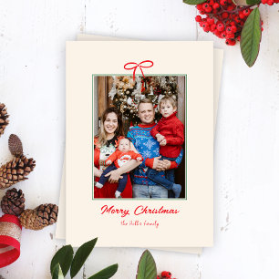 Festive Red Bow Christmas Holiday Photo  Card