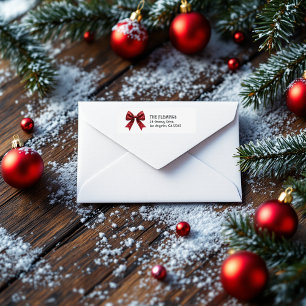 Festive Red Bow Christmas Return Address Label