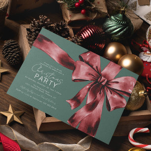 Festive Red Bow Corporate Christmas Party Invitation