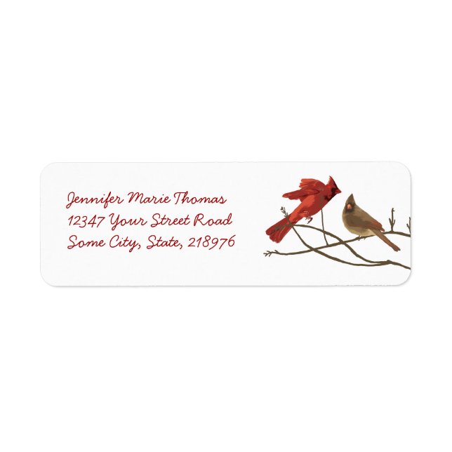 Festive Red Cardinals Return Address Label (Front)