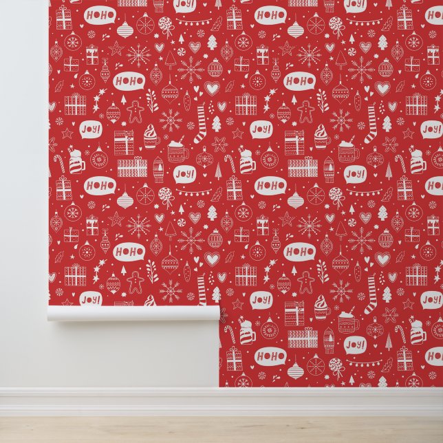 Festive Red Christmas Holiday Gifts Decorations Wallpaper (Application)