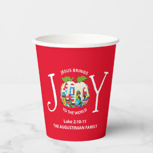 Festive Red Christmas JOY TO THE WORLD Paper Cups
