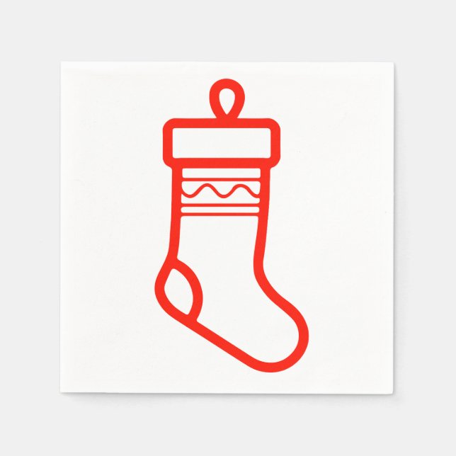 Festive Red Christmas Stocking - Party Deco Napkin (Front)