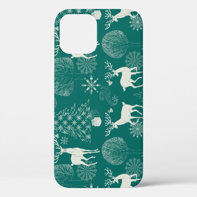 Festive red Christmas, winter forest. Case-Mate iPhone Case (Back)