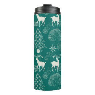 Festive red Christmas, winter forest. Thermal Tumbler