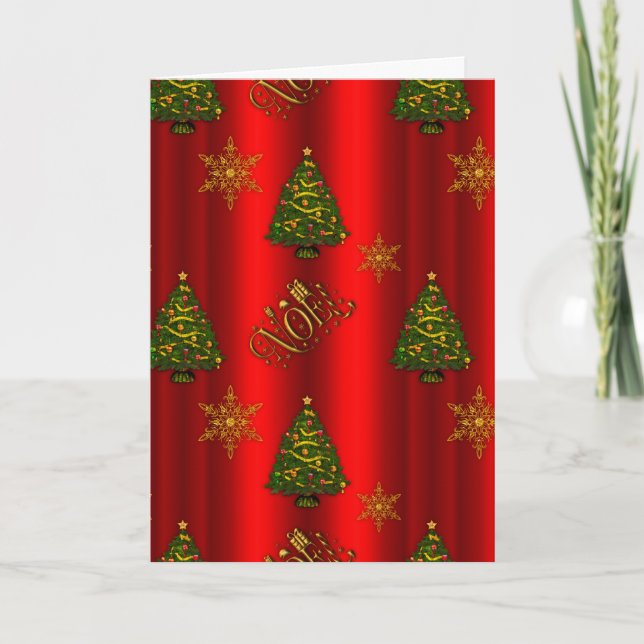 Festive Red Christmas with Gold Noel Card (Front)