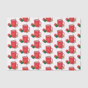 Festive Red Cocoa Cup Pattern Holiday Tissue Paper