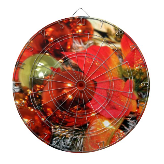 Festive Red Decorations Dartboard (Front)