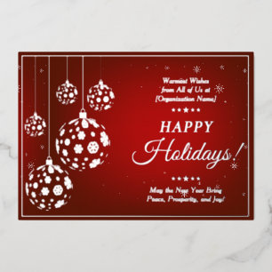 Festive Red Donors Volunteers Staff Appreciation Foil Holiday Card