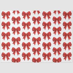 Festive Red Glitter Coquette Bow Christmas  Tissue Paper