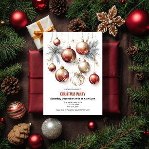 Festive Red Glitters Decoration Christmas Party  Holiday Card