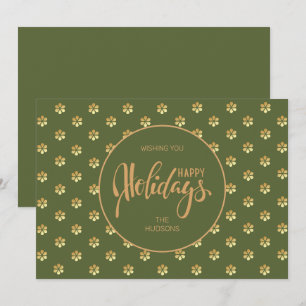 Festive Red & Gold Daisy Christmas Holiday Card