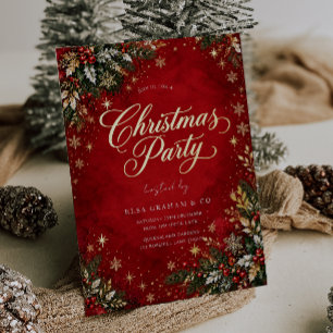 Festive Red Gold Foil Christmas Party