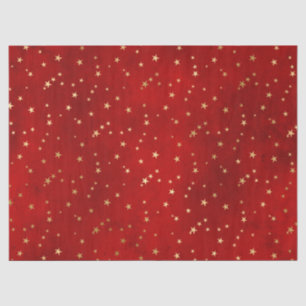 Festive Red & Gold Foil Winter Christmas Stars Tissue Paper
