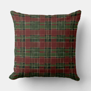 Festive Red, Green and Gold Cosy Christmas Plaid Cushion