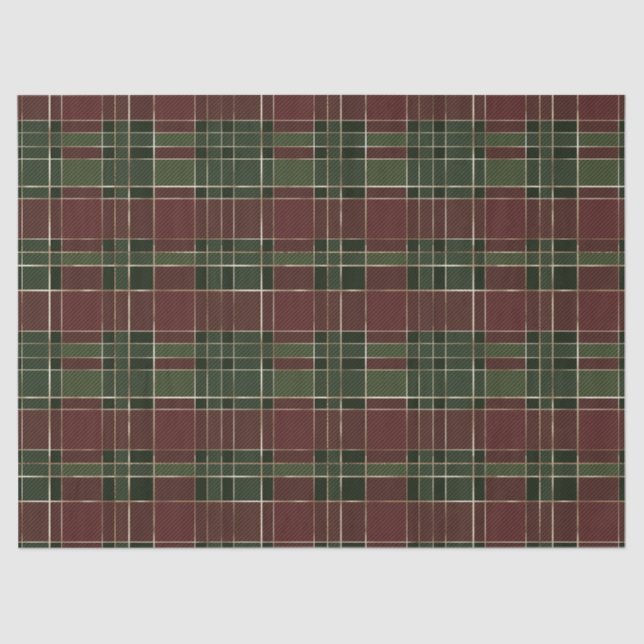Festive Red, Green and Gold Cosy Christmas Plaid Tissue Paper (Front)