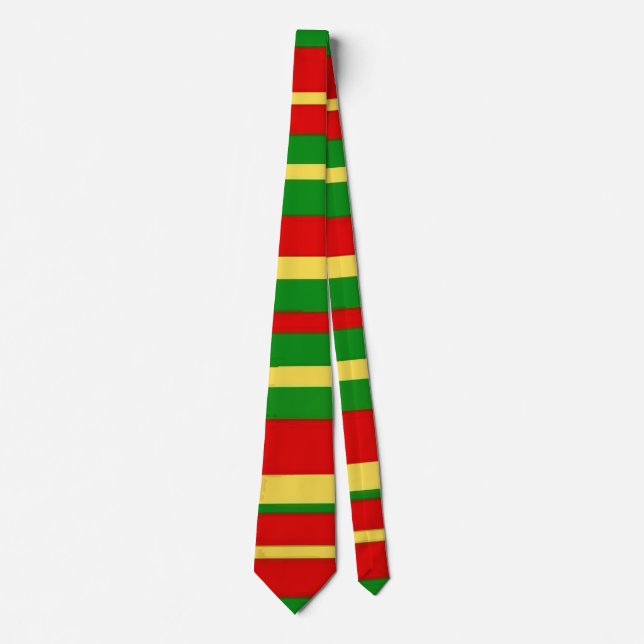 Festive Red, Green, and Gold Stripes, Bold Pattern Tie (Front)