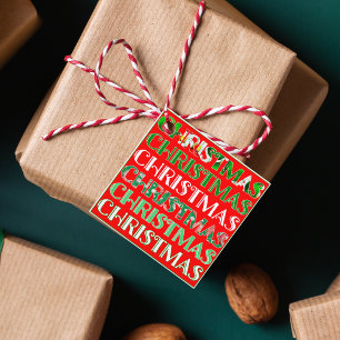 Festive Red Green Christmas Favour Tags