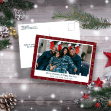 Festive Red & Green Christmas Greetings with Photo