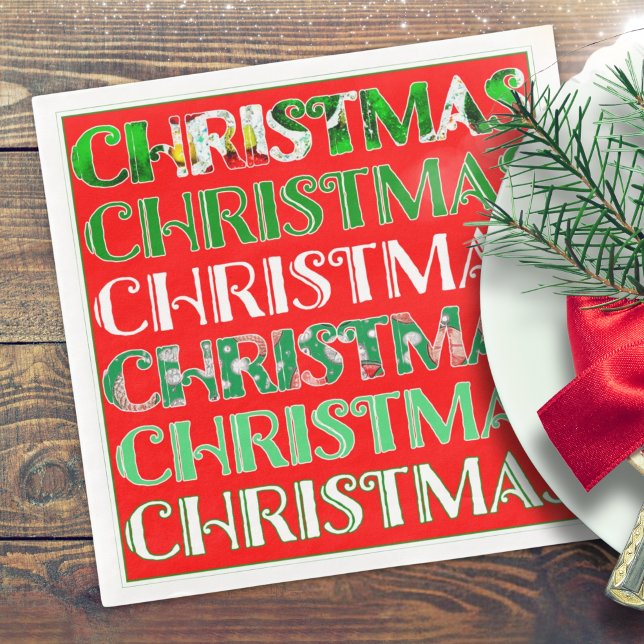 Festive Red Green Christmas Napkin (Creator Uploaded)