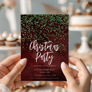 Festive Red Green Christmas Party  Invitation