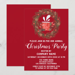 Festive Red Green Company Holiday Christmas Party Invitation