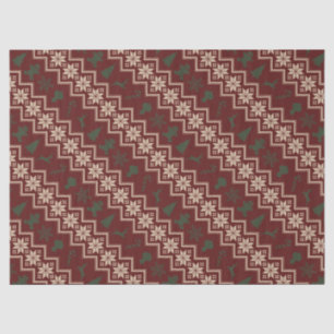 Festive Red, Green & Cream Cosy Christmas Pattern Tissue Paper
