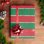 Festive Red Green Faux Torn Stripes Christmas  Wrapping Paper<br><div class="desc">Another festive wrapping paper by JessicaAmber! Cover your presents in something unique this holiday season. This roll of wrapping paper is designed to look like layers of torn paper in red and green. Great for wrapping kids' presents! ••• Created 30 Nov 2022. ••• For more Christmas paper, visit my store...</div>