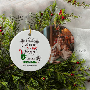 Festive Red Green Have A Merry Little Christmas Ceramic Ornament