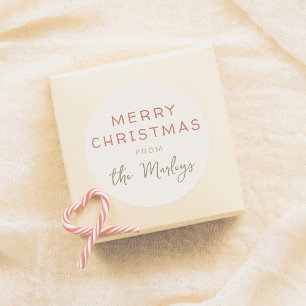 Festive Red & Green Retro Christmas Holiday Classic Round Sticker