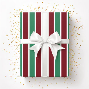 Festive Red Green Stripes Christmas Wrapping Paper