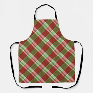 Festive Red Green Tartan Plaid Christmas Apron