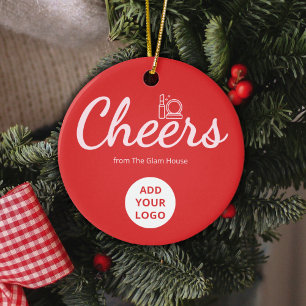 Festive Red Logo Ornament for Beauty Brands