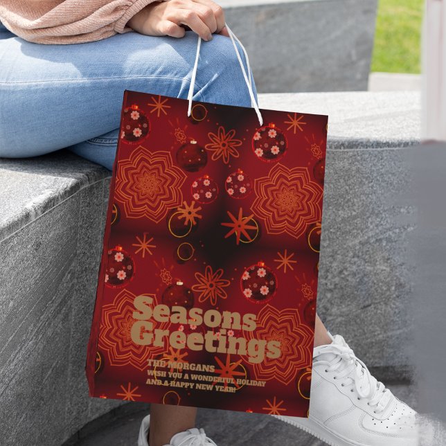 Festive Red Medium Gift Bag (red gift bag mockup)